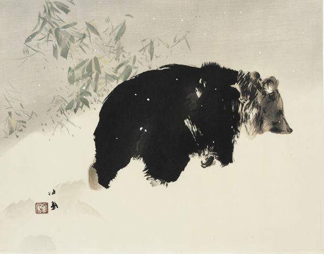 Bear in snow, Takeuchi Seiho, Japan, 1940